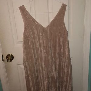 Loft gold crushed velvet party dress